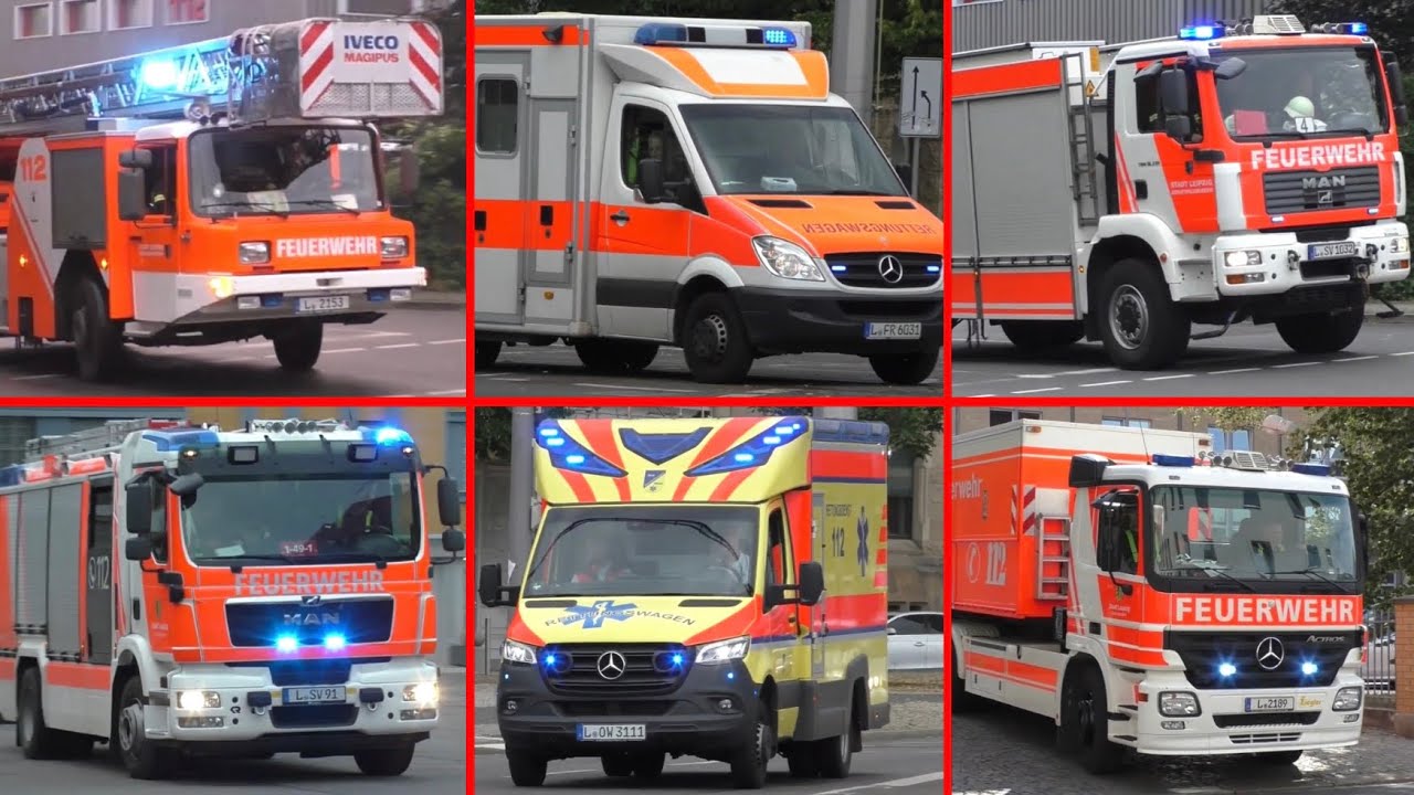 [Zusammenschnitt aus Leipzig🚨] Einsatzfahrten von Feuerwehr, Polizei, Rettungsdienst und LVB
