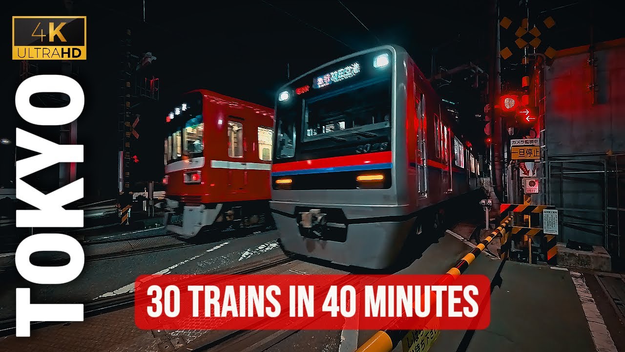 [東京品川] Tokyo Shinagawa Railroad Crossing | 30 Trains in 40 Minutes | 4K