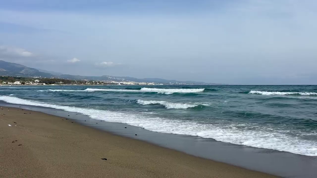 1 Hour Ocean Waves Crashing in Marbella, Spain | Stormy Mediterranean Sea Sounds (No Music)