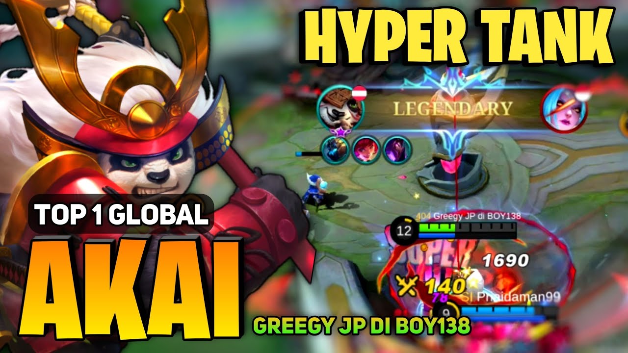 AKAI HYPER TANK BUILD [ Top 1 Global Akai Best Build ] Greegy JP di BOY138 - Mobile Legends