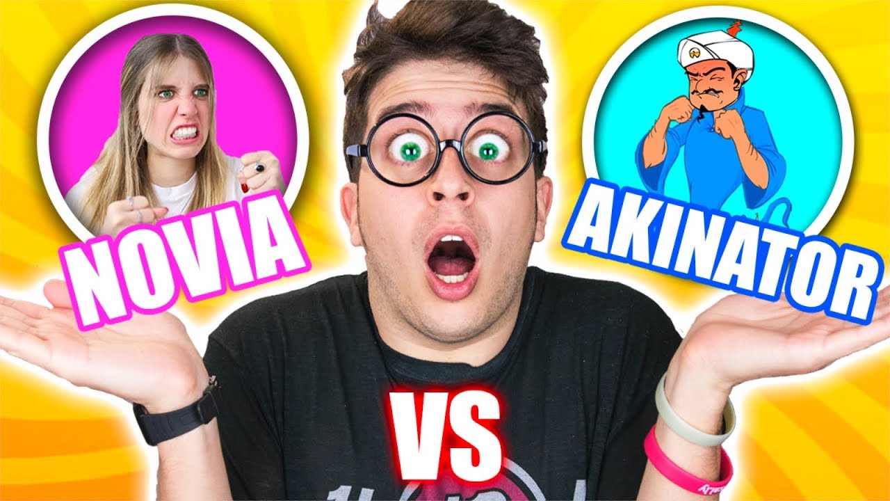 AKINATOR vs NOVIA (Puede MI NOVIA ganar a AKINATOR!?) Adivinando YOUTUBERS challenge!