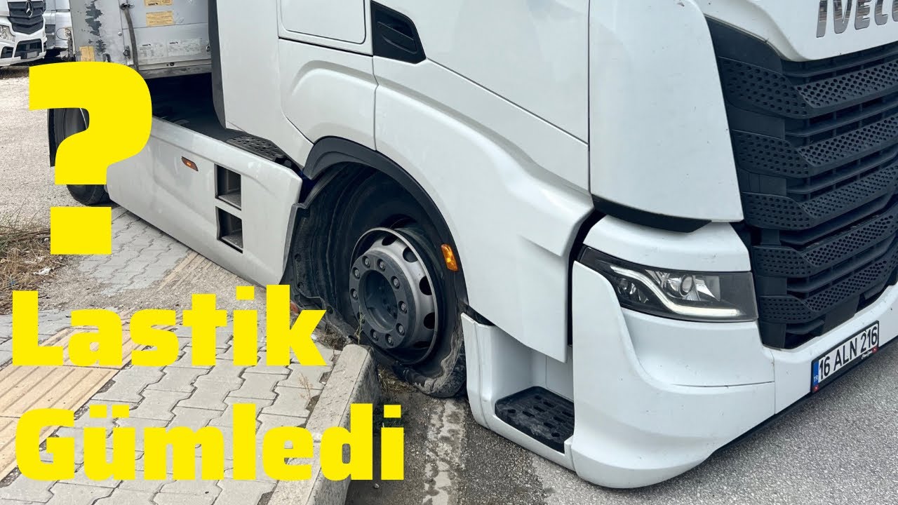 24 TON YÜKLÜYKEN ÖN LASTİK YARILDI YERE OTURDU TIRI KALDIRMA VE LASTİĞİ DEĞİŞTİRME MÜCADELESİ
