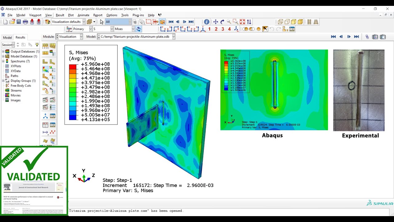 High-velocity impact of Titanium projectile on the Aluminum plate Abaqus
