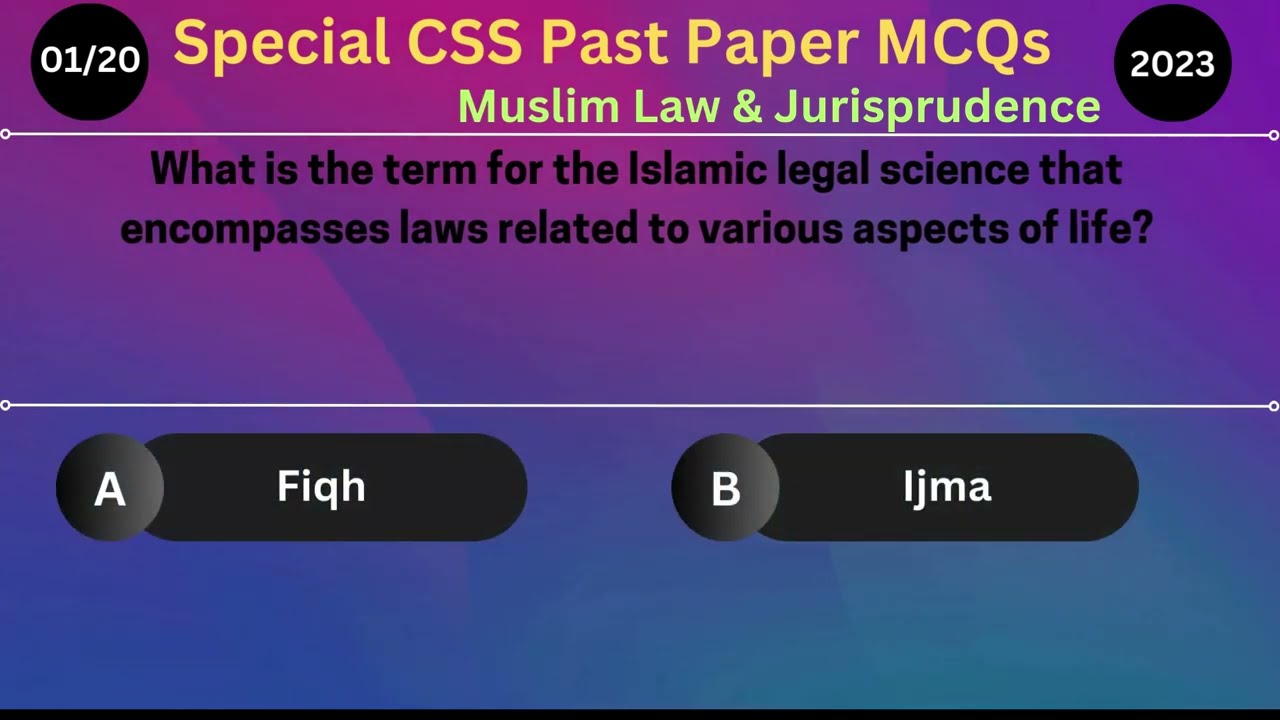 Special CSS 2023 Muslim Law & Jurisprudence MCQs with Answers