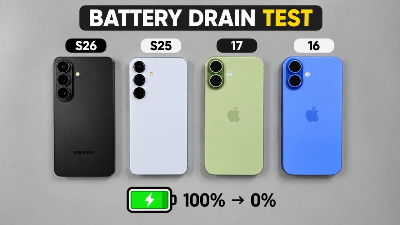 🔥 S26 vs S25 vs iPhone 17 vs iPhone 16 &ndash; Which Battery Lasts LONGEST?