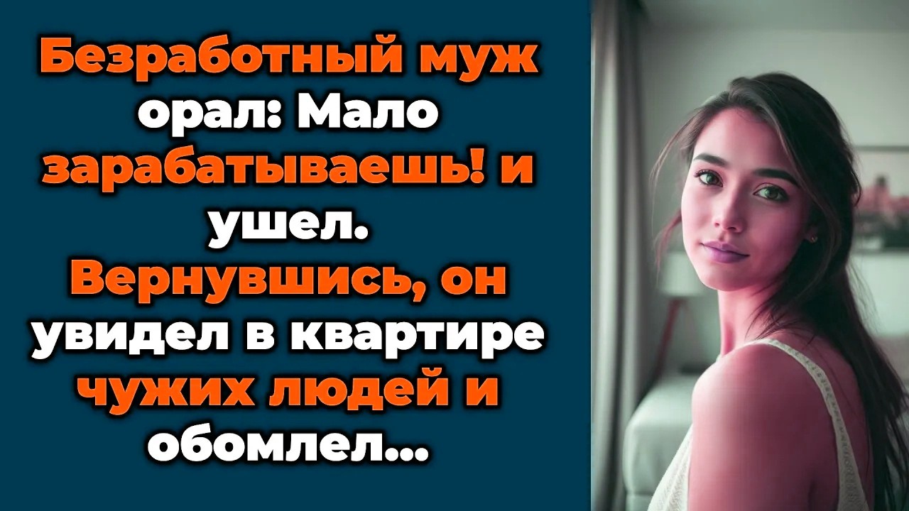 Безработный муж орал: Мало зарабатываешь! и ушел. Вернувшись, он увидел в квартире чужих людей