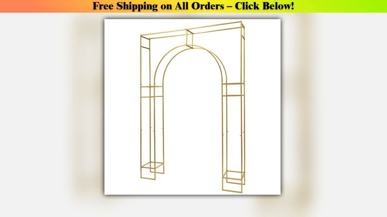 5.9*8.2Ft Gold Metal Geometric Wedding Arch Flowers Frame Backdrop Stand,Outdoor Garden Trellis