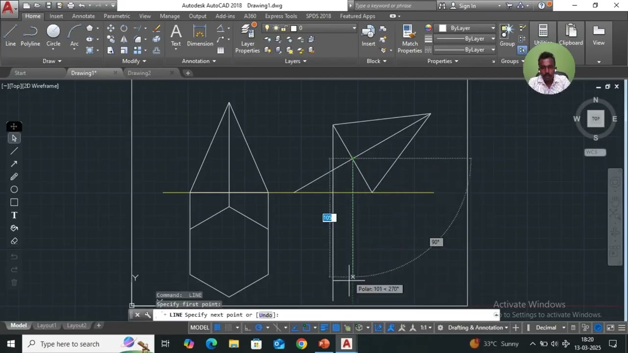 A HEXAGONAL PYRAMID | AutoCAD 2018 | Engineering Drawing | Mechanical Engineering