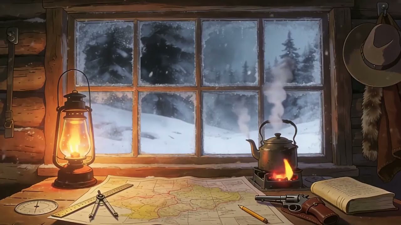 1870年，懷俄明荒原，測繪員的小木屋在暴風雪中亮著燈#relaxing #rain #rainsounds #asmr #relax #peace #SleepSounds #HeavyRain