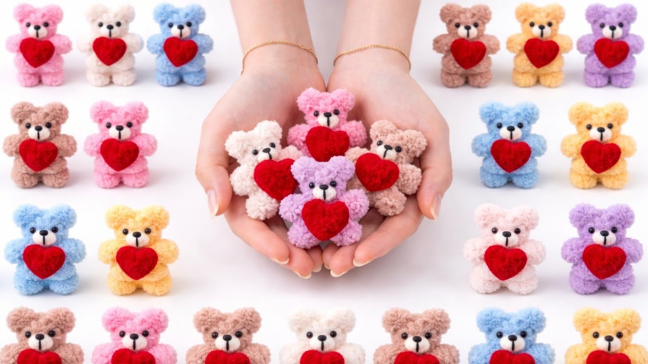 🧸 NO CROCHET! Super Cute Yarn Teddy Bear &ndash; Easy DIY Easter Gift Idea 🧶