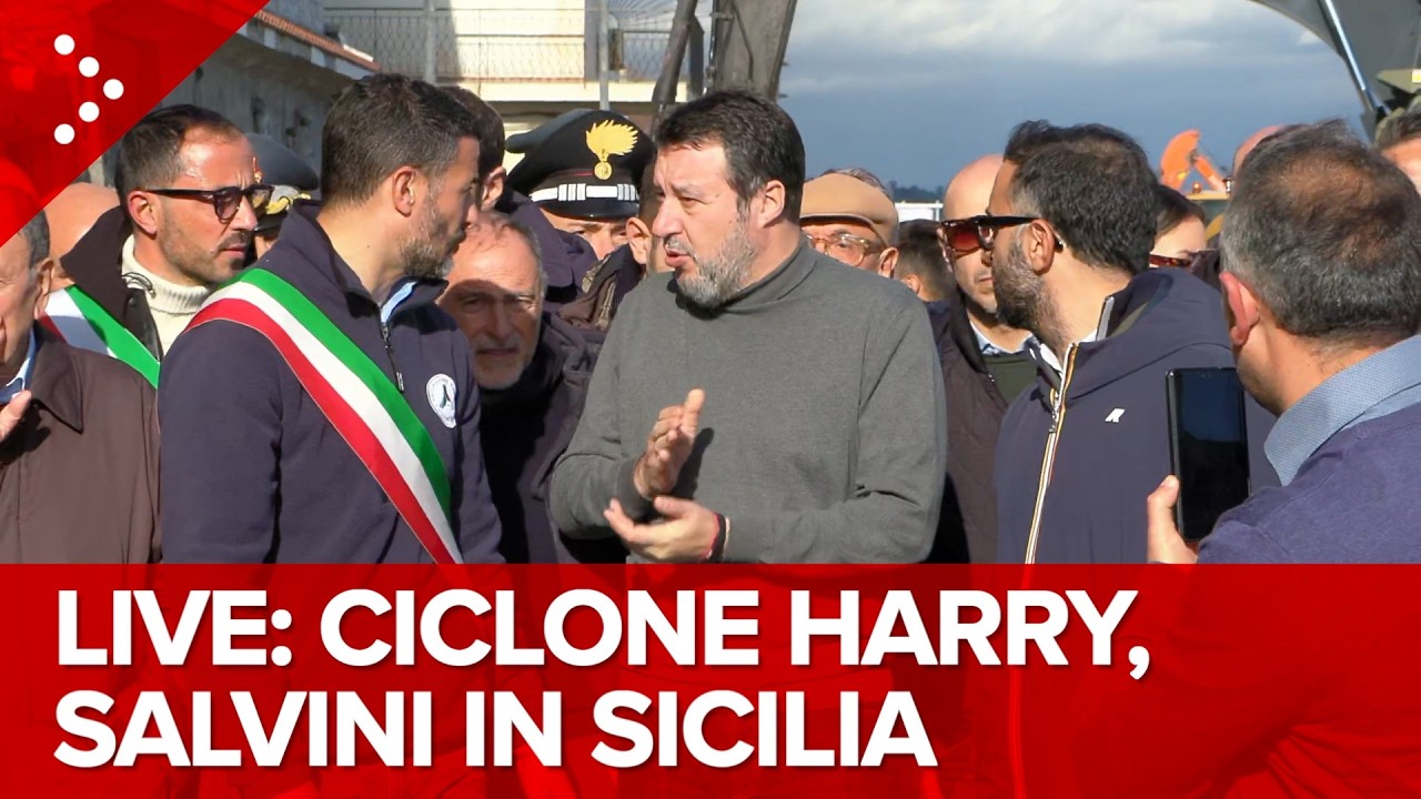 LIVE Salvini in visita a Furci Siculo, distrutta dopo il passaggio del ciclone Harry: diretta video