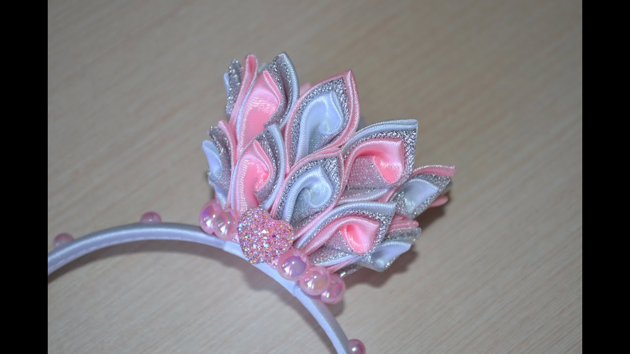 Корона Мастер класс ободок для волос корона канзаши DIY handmade tutorial crown accessory