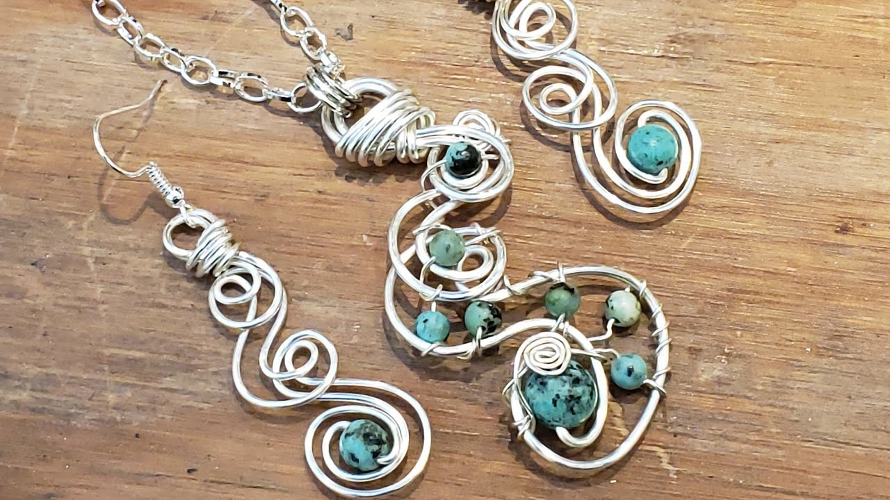 Simple Swirl Silver Earrings/Necklace Set - Eps 220