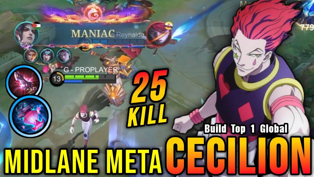 25 Kills + MANIAC!! MVP 15.4 Points Cecilion Midlane META!! - Build Top 1 Global Cecilion ~ MLBB