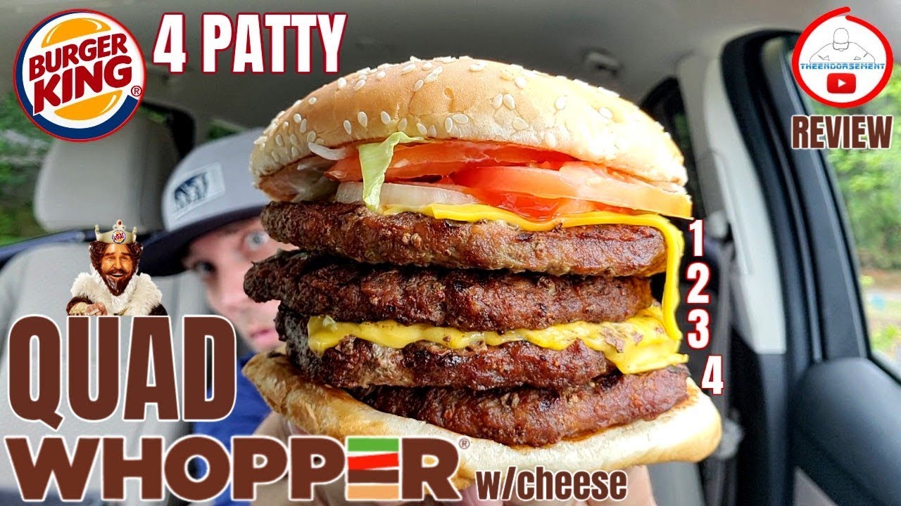 Burger King® Quad Whopper Review! 🍔 👑  | 4 PATTIES!