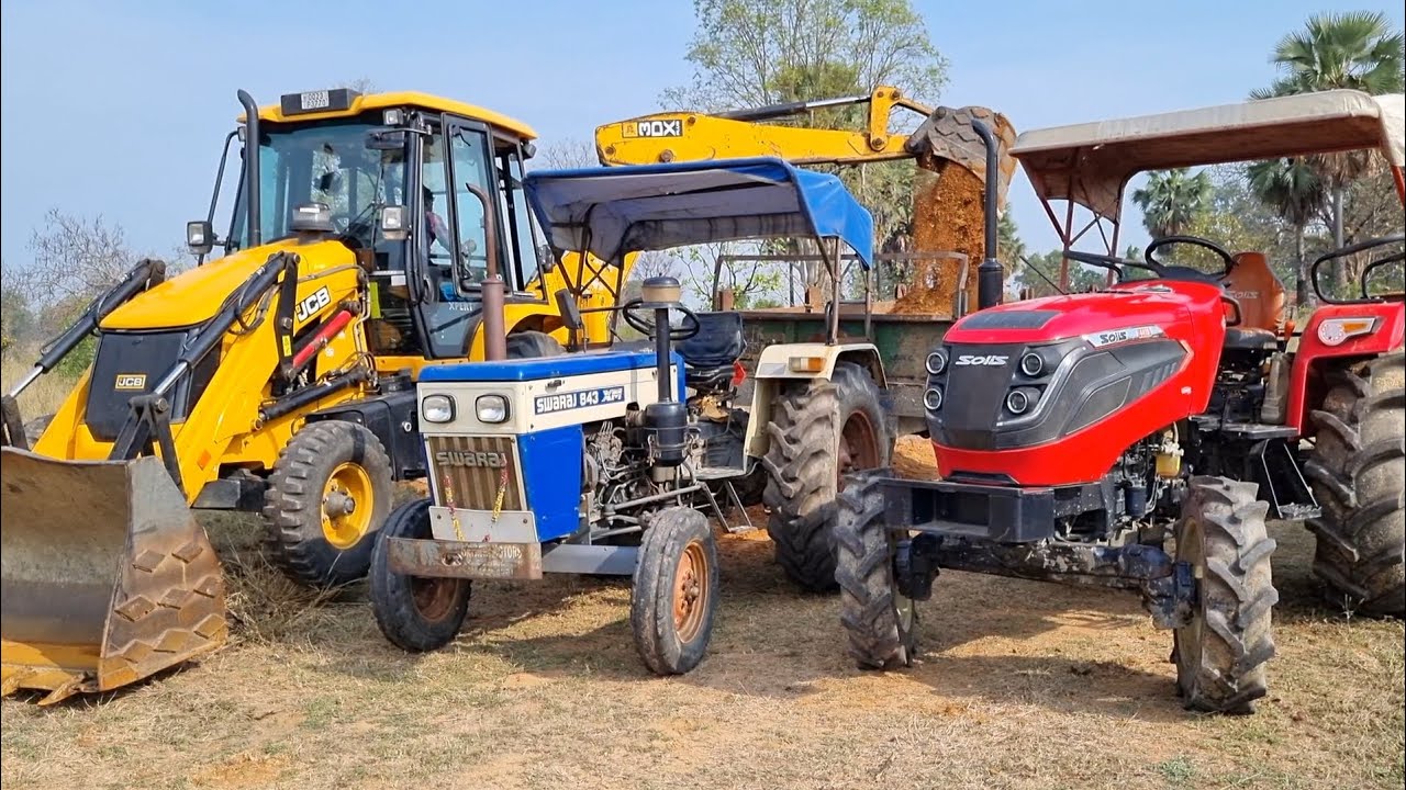 Jcb 3dx Eco Backhoe Loader Loading Mud In Mahindra and Swaraj Tractor | Jcb and Tractor Cartoon