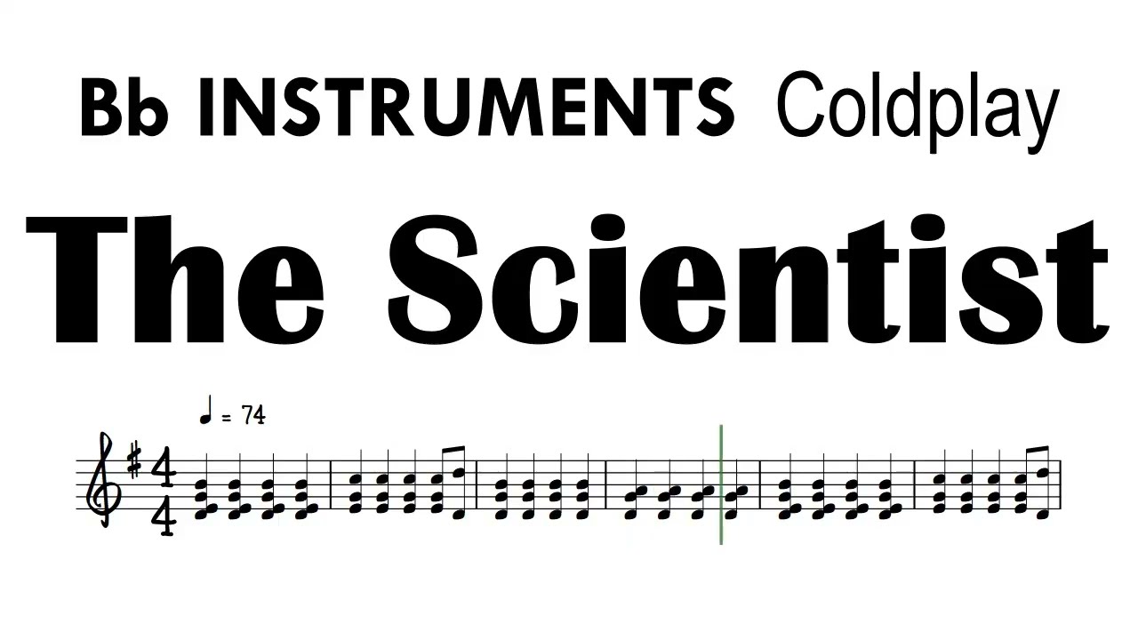 The Scientist Bb Instruments Coldplay Sheet Music Backing Track Partitura