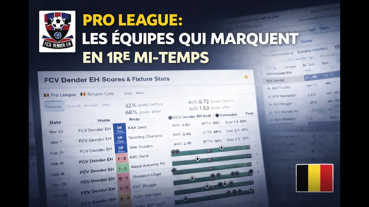 Belgique Pro League ces équipes marquent TOUJOURS en 1er mi-temps