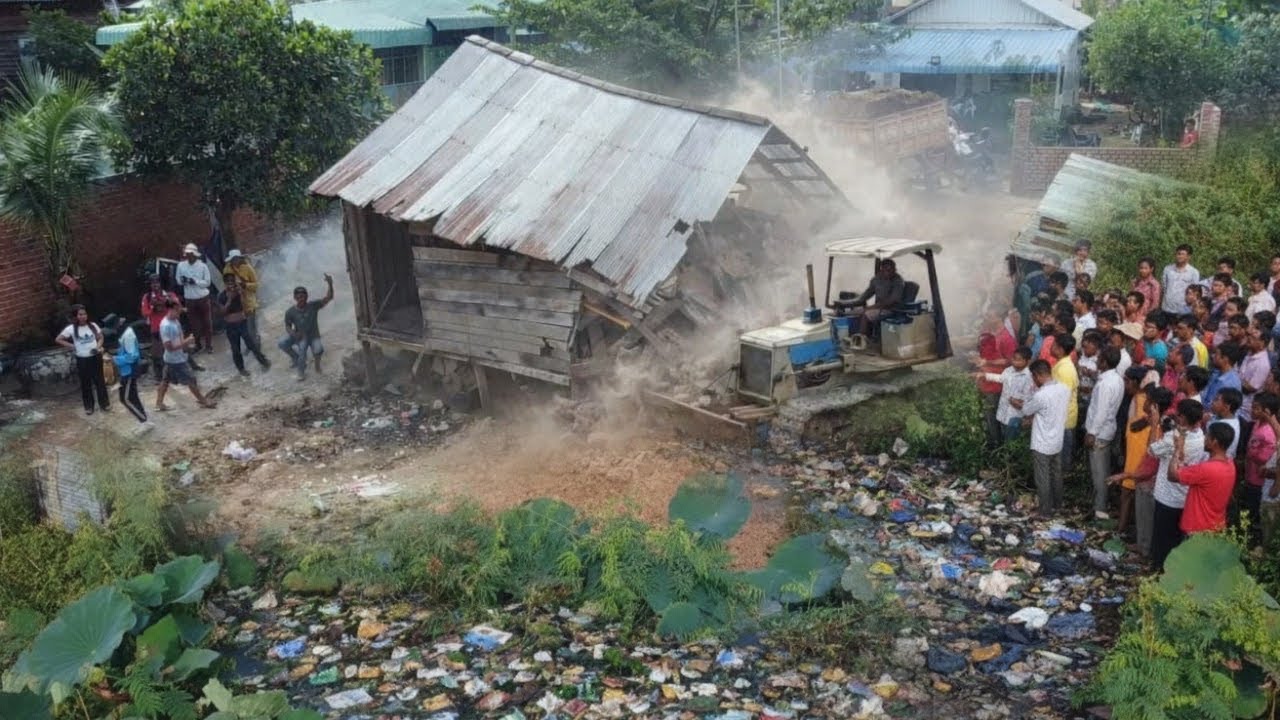 Starting Project Landfill with dozer D2 & dumptruck unloading soil preapare for new house