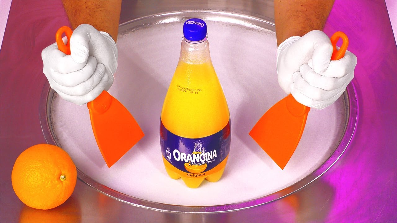 Orange ASMR | how to make Orangina to Ice Cream - refreshing Fruit Soft Drink Ice Cream Rolls Recipe