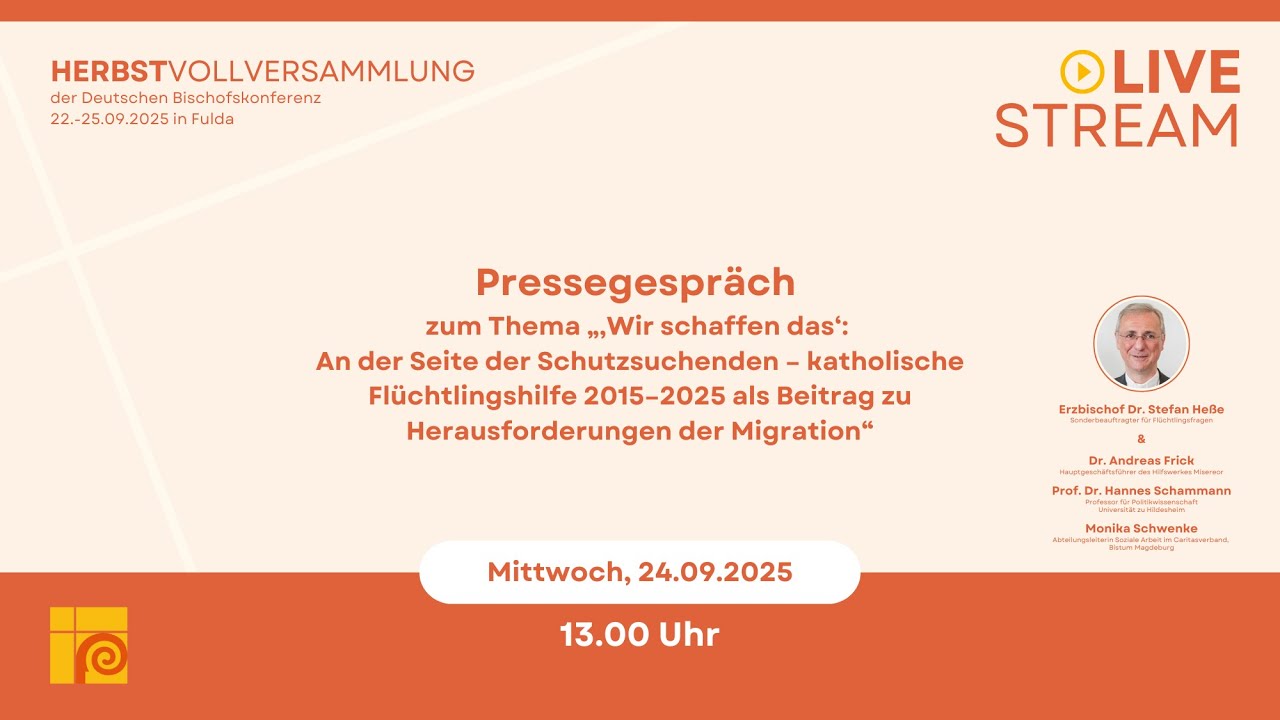 Pressegespräch: „‚Wir schaffen das‘ - 10 Jahre katholische Flüchtlingshilfe | 24.09.2025 - 13.00 Uhr