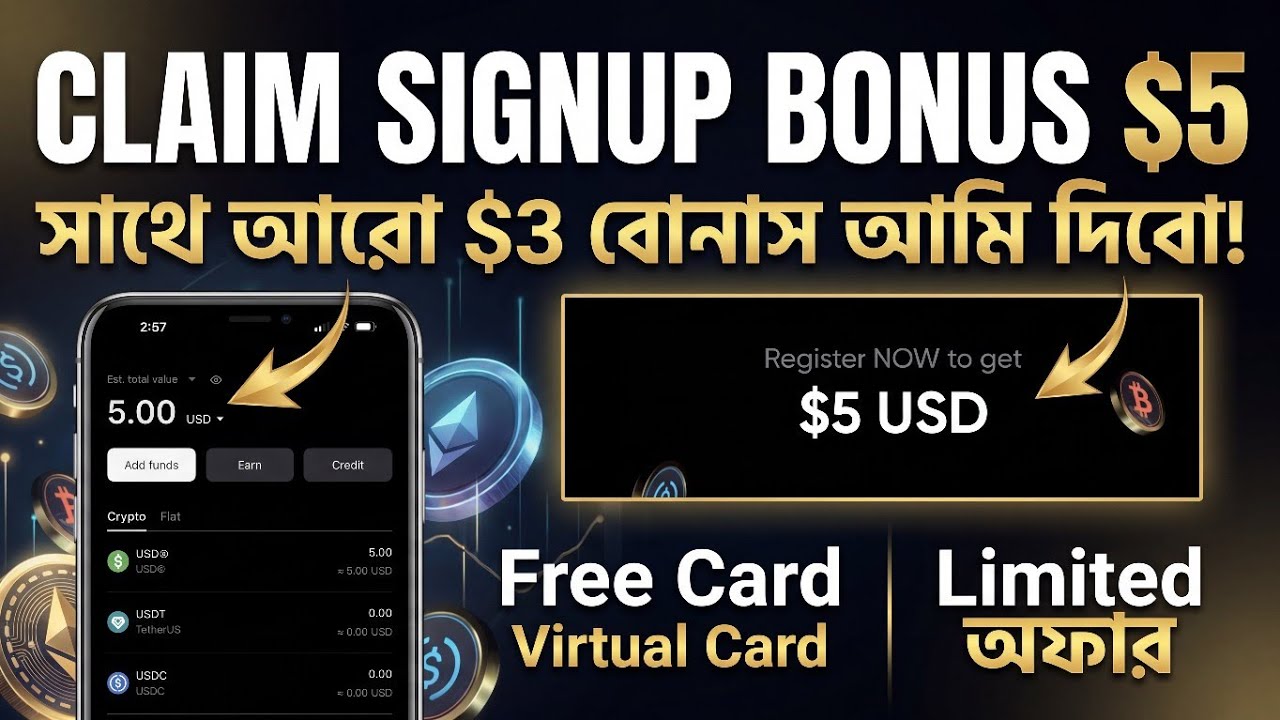 Sign Up & Claim $5 Usdt Bonus ll FREE Virtual Card ll Extra $3 From Me ! RedotPay