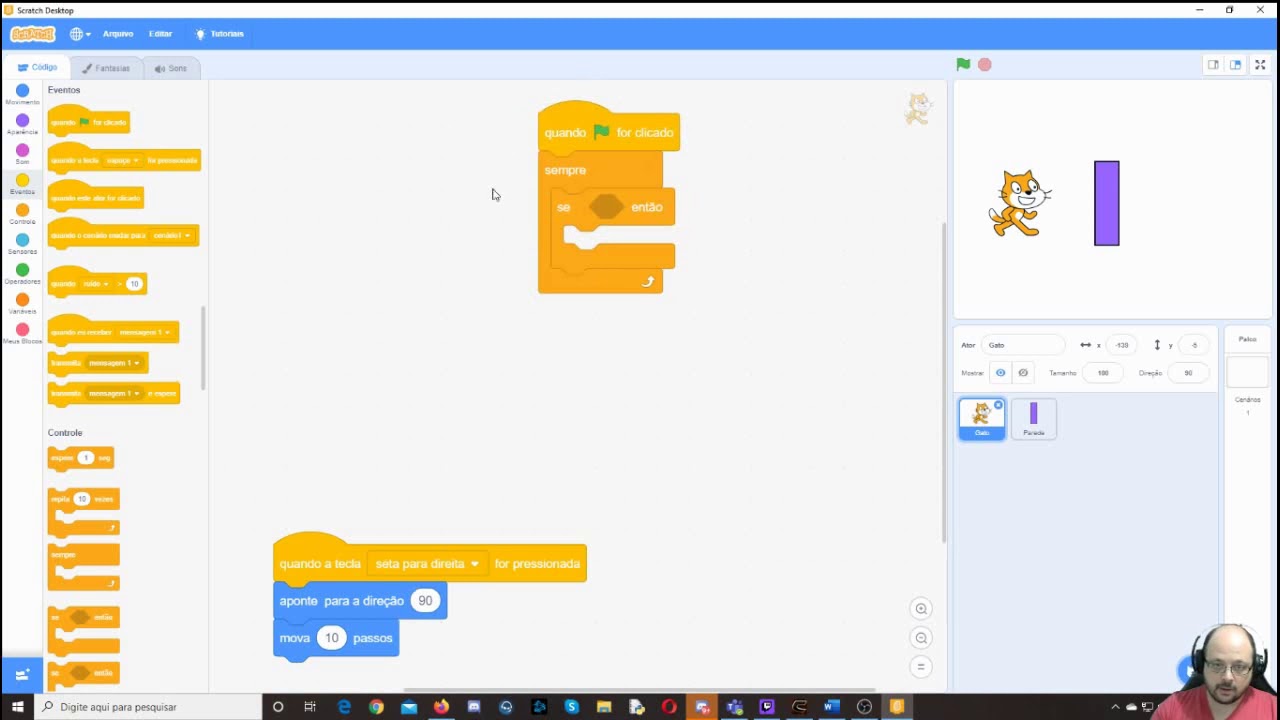 Programação Scratch -  Não atravessar paredes