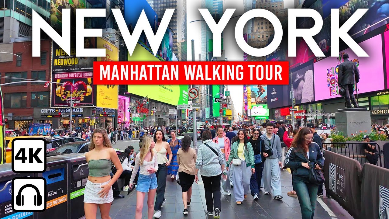 NEW YORK CITY 🇺🇸 Манхэттен – Таймс-сквер, Рокфеллер и Эмпайр-Стейт | Пешеходный тур 4K
