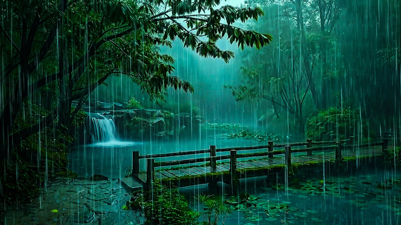 Relax Your Stress & Fall Asleep Fast with Gentle Rain on Lake | Nature ASMR Rain