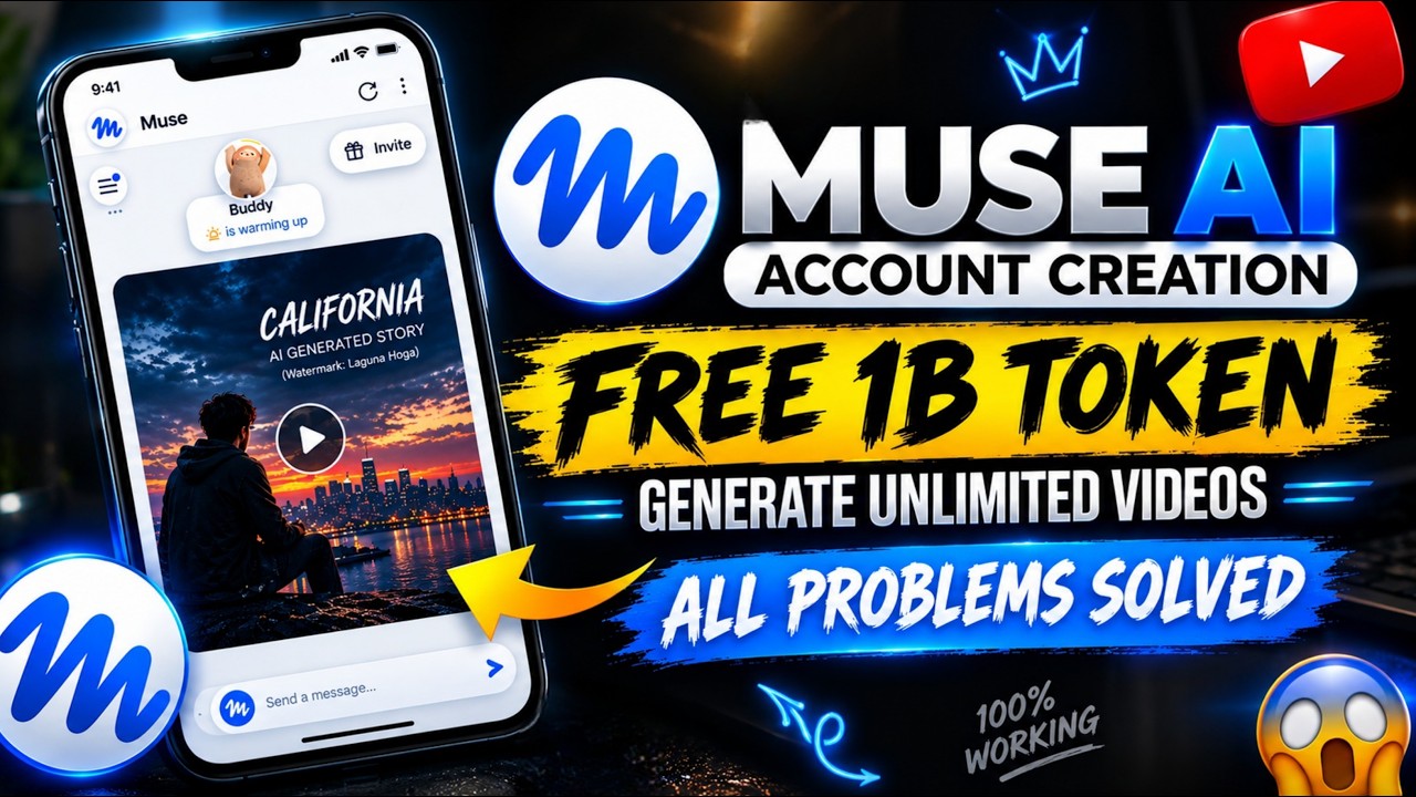 Muse Ai Account Creation | Muse Ai Free 1B Token | Generate free & unlimited videos 2026