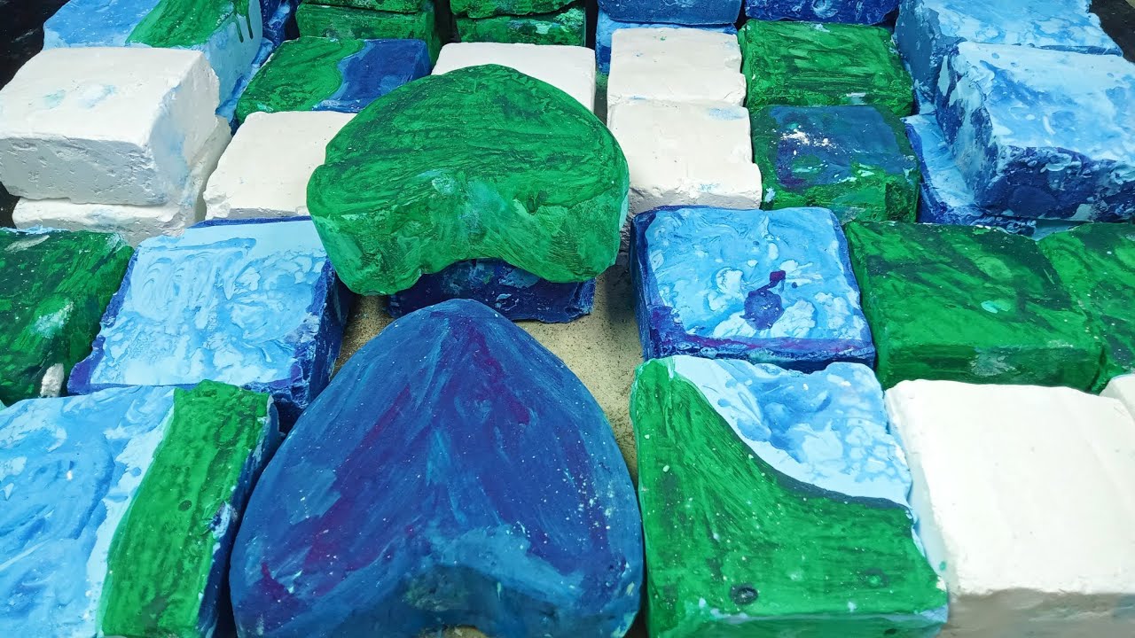 Blue+ Green+White Colours Soft Hearts+ Blocks Gym chalk Mass Crush