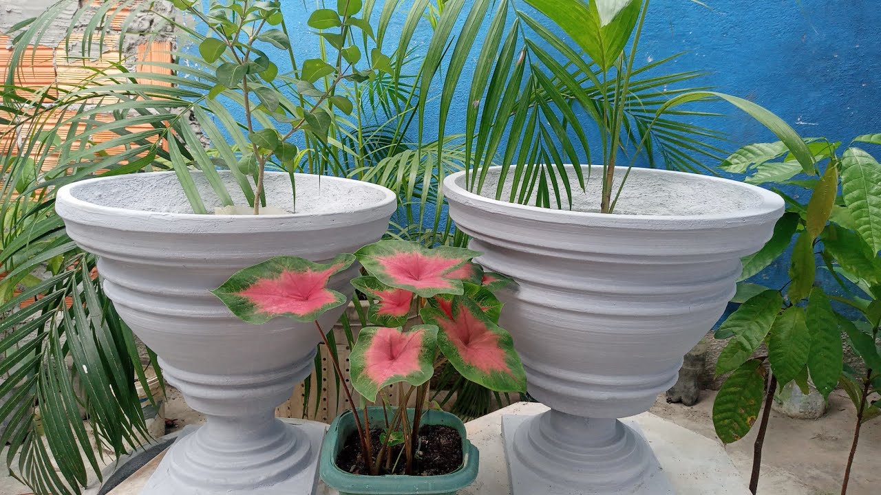 vaso de cimento com modelo de pé diferenciado