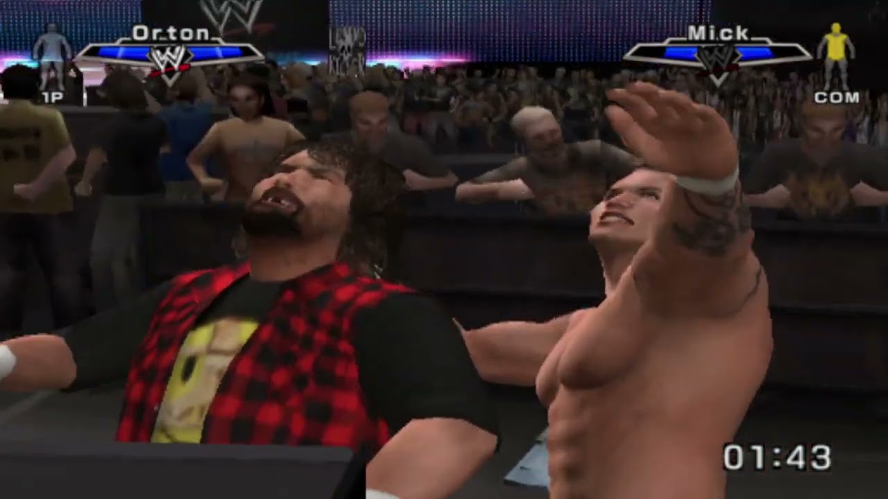 WWE Smackdown vs Raw 2007 - PS2 Gameplay - Randy Orton vs Mick Foley - Hardcore Match