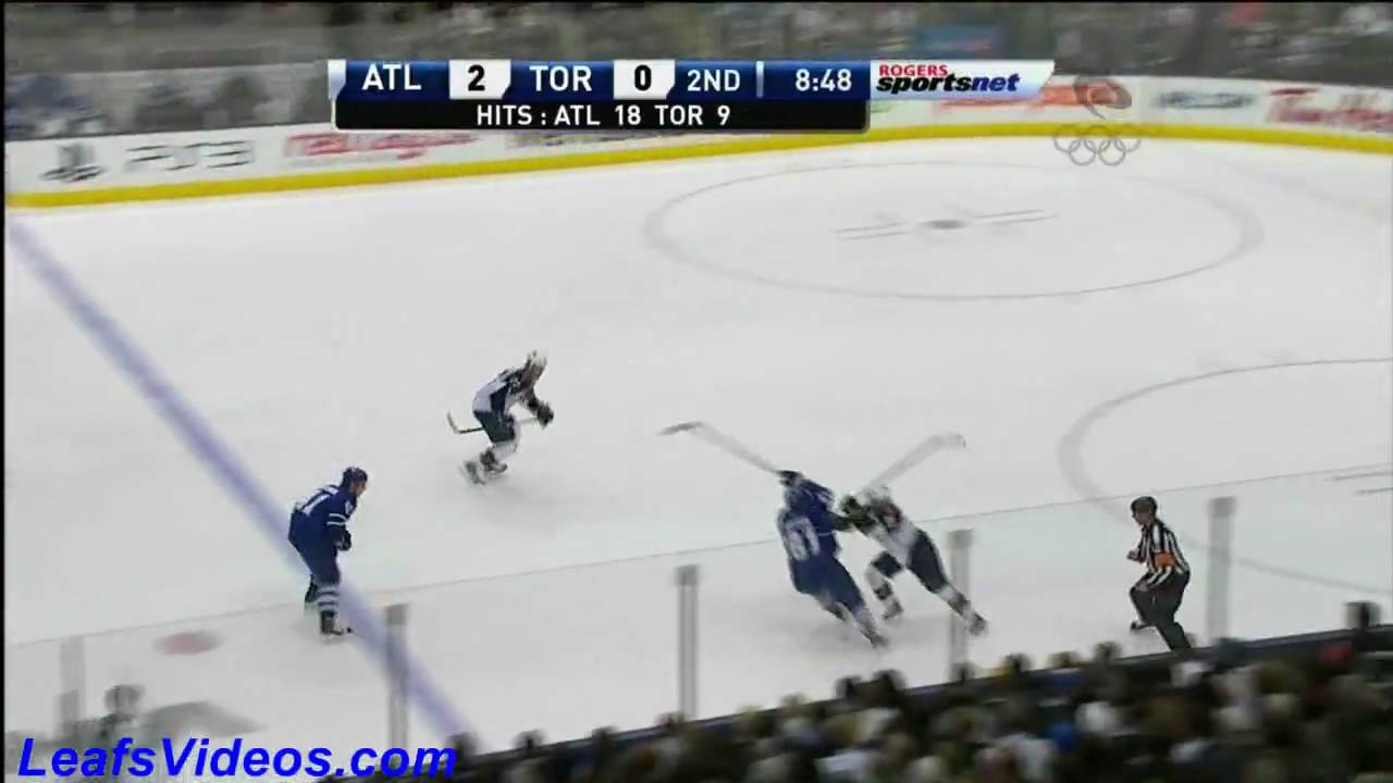 ATL 2 @ TOR 0 - Luke Schenn Hits Evgeny Artyukhin - 100330