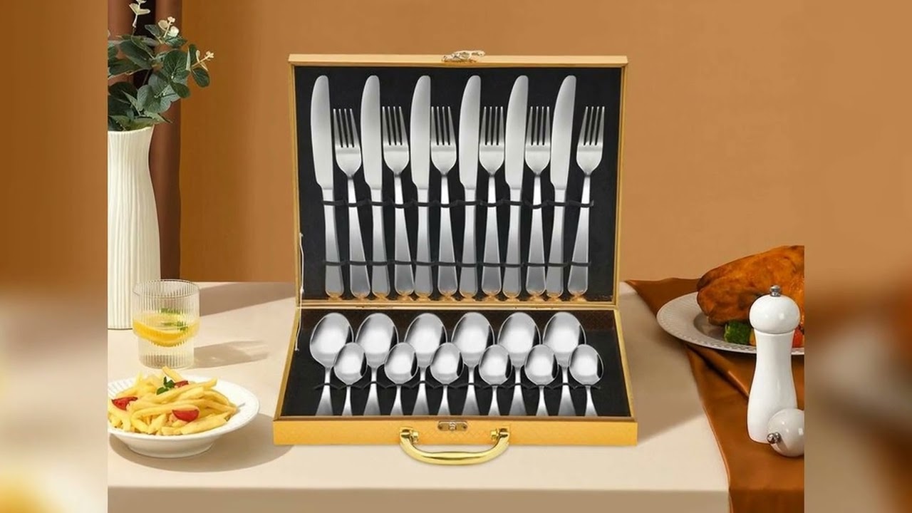 A must-have product! 24-piece Tableware Set Stainless Steel Cutlery Set Flatware Set 6 People Uten