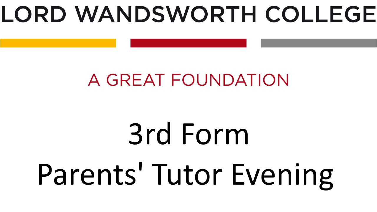 3rd Form Parents' Tutor Evening