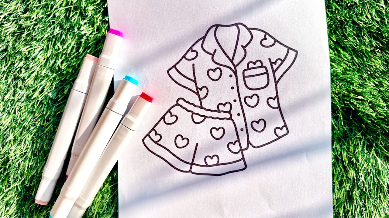 Coloring  a cute pajamas with pink color🎀💕👚New Coloring Pages  girls things/ How to Color / ASMR