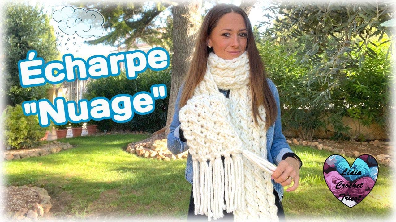 Écharpe "Nuage" tutoriel tricot by Lidia Crochet Tricot Bufanda tejida a dos agujas facil