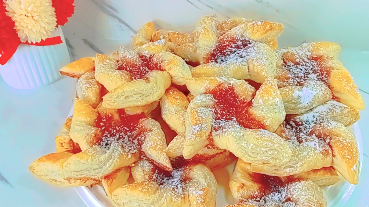 Star--Shaped Puff Pastry Christmas Dessert/ Easy & Festive
