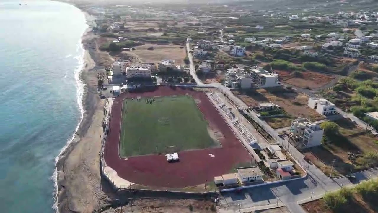 Aerial drone footage over Kasteli, Kissamos in Crete