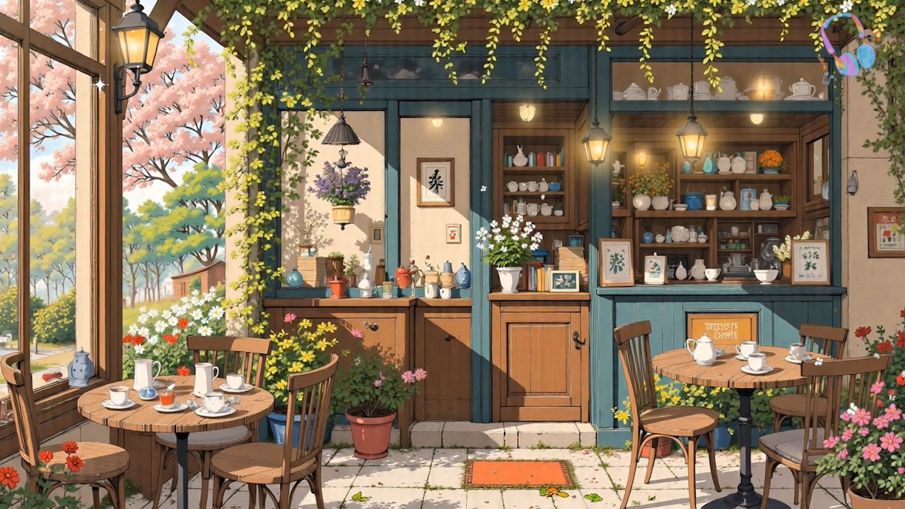 Lofi Café Spring Coffee Shop ☕ Relaxing Ambience 🌸 Lofi Hip Hop Beats for Work / Study / Relax