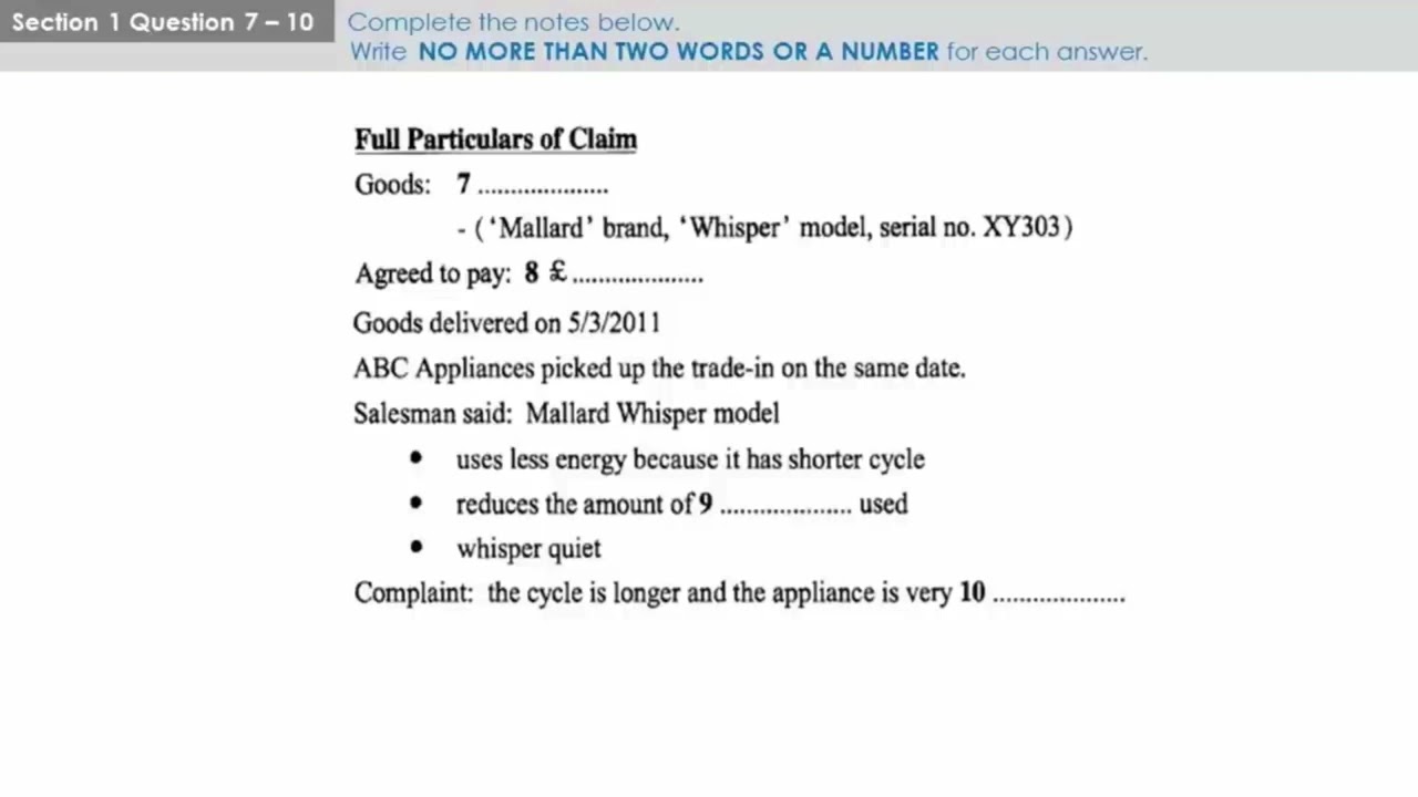 small claims tribunal ielts listening