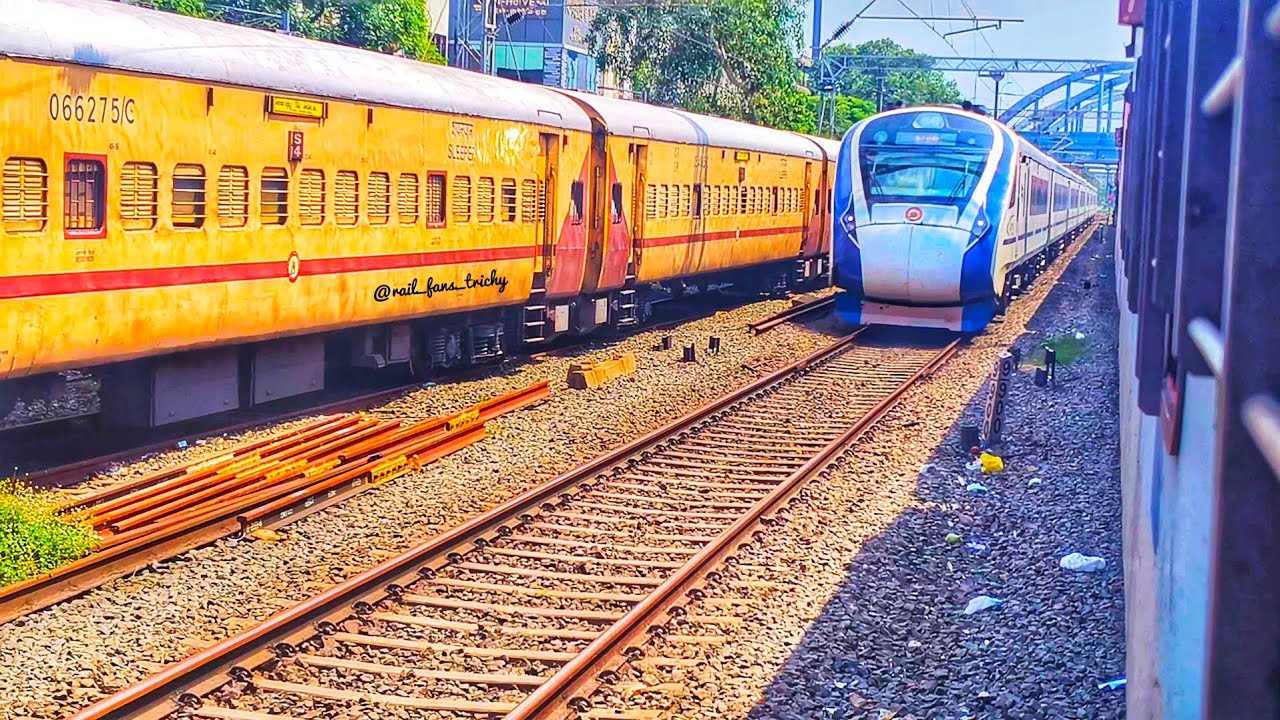 VANDE BHARAT overtakes VAIGAI SUPERFAST Exp || Took 30 Mins to travel between MAMBALAM and EGMORE 😢