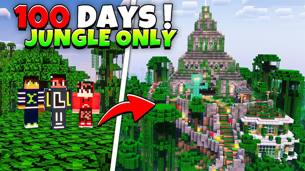 We Survived 100 Days In JUNGLE Only World In Minecraft (Hindi)!