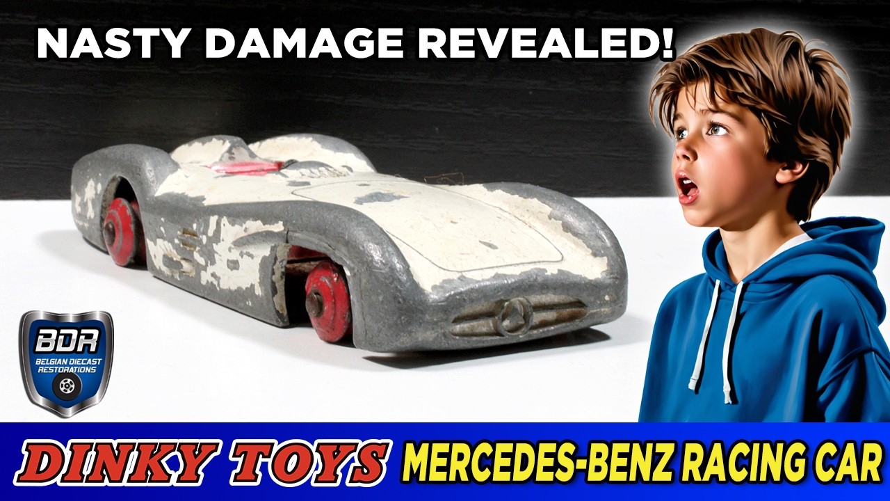 Nasty damage revealed! - Dinky Toys 237 Mercedes-Benz Racing Car Diecast Restoration