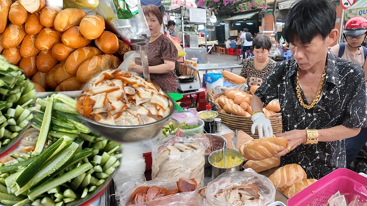 Xe Bánh Mì Vỉa hè 3 Chị Em Ruột 20k ê hề Thịt Chả Anh Chủ đeo vàng Vui Tính khách đều yêu thương