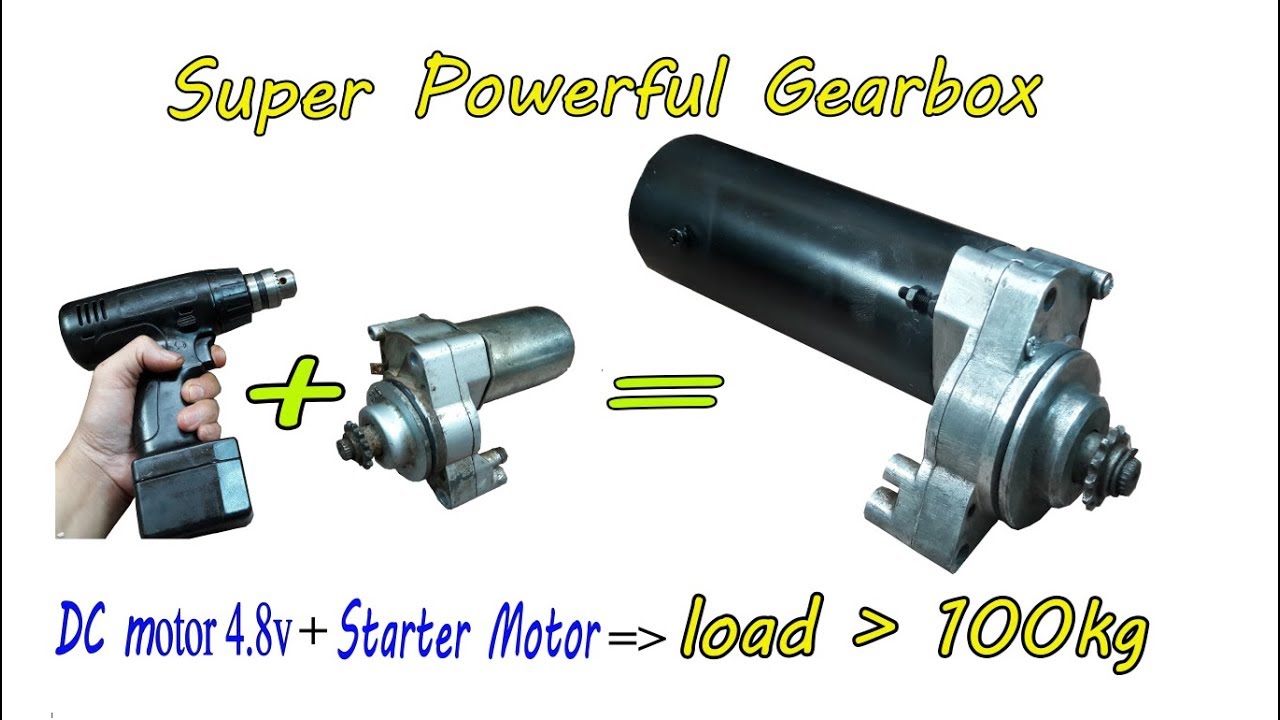 How to make SUPER POWERFUL GEAR BOX with Starter and Drill