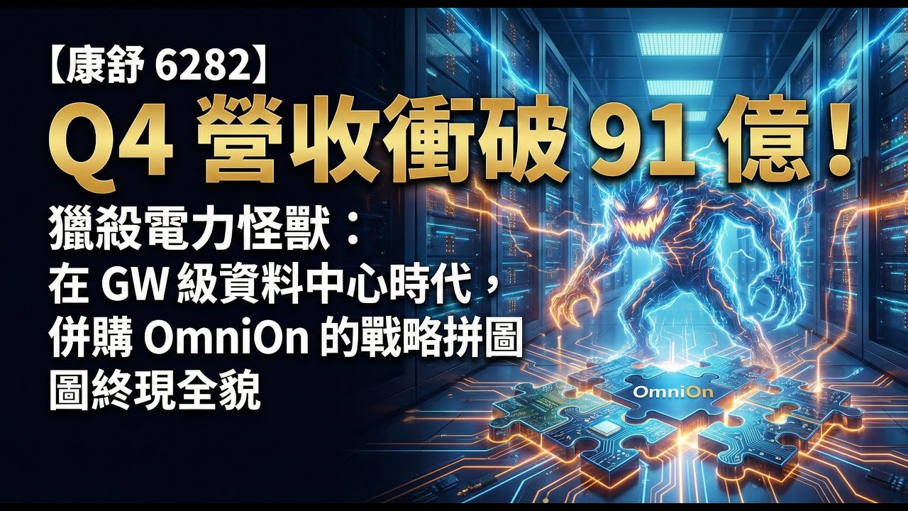 【康舒 6282】Q4 營收衝破 91 億！獵殺電力怪獸：在 GW 級資料中心時代，併購 OmniOn 的戰略拼圖終現全貌