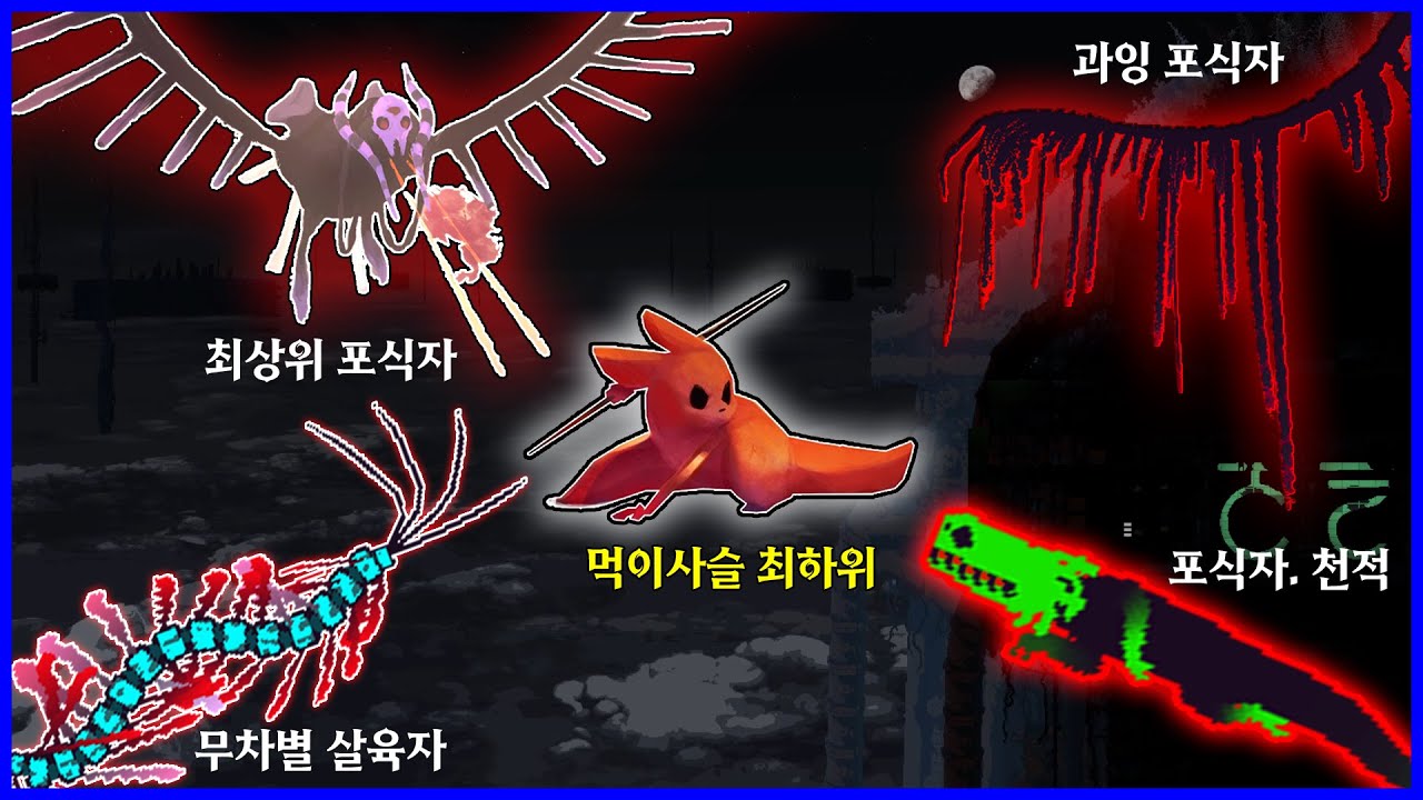 초 고난이도로 악명높은 생태계 게임의 먹이사슬 최하위가 되어 최대한 오랫동안 생존하고 엔딩보기