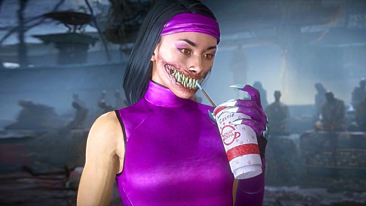 MK11 All Characters Drink Cassie's Milkshake (Cassie Cage Intro 4)